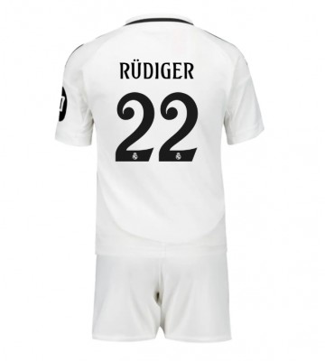 Real Madrid Antonio Rudiger #22 Primera Equipación Niños 2024-25 Manga Corta (+ Pantalones cortos)